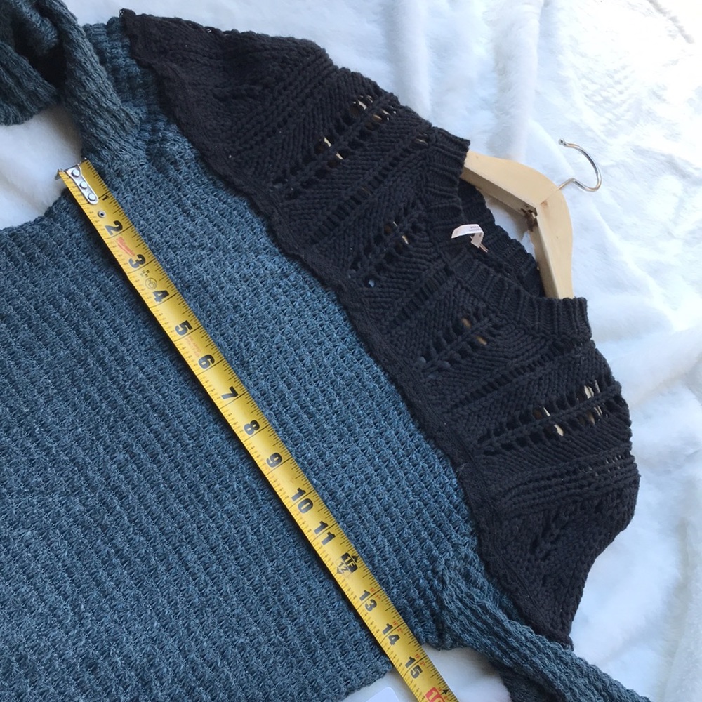 Free People snowflake colorblocked pointelled sweater inTeal Ocean Combo - Picture 10 of 10